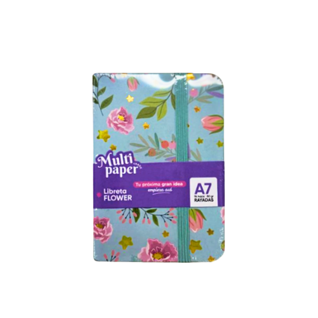 Mini Libreta A7 Tapa Dura Flowers